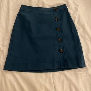 Ann Taylor Buttoned A-Line Skirt In Blue